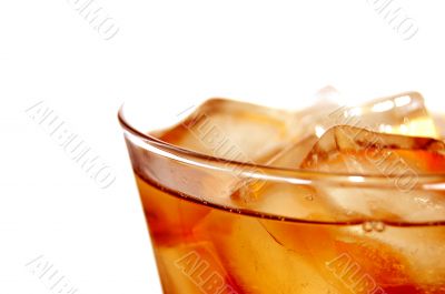 ice filled soft drink isolated on white