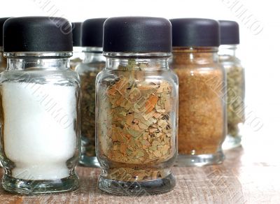 spices in bottles