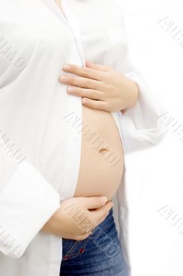 Pregnant woman hands