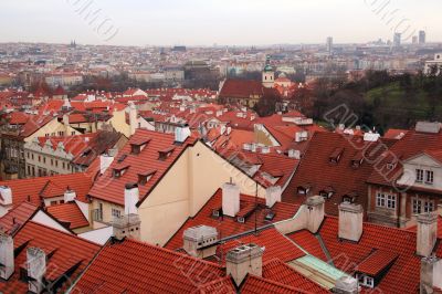 Prague - a city of red roofs.