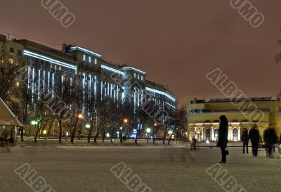 Night scene in city park