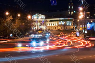 Night road and lights