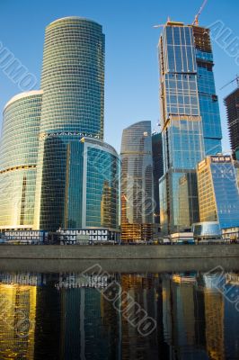 Skyscrapers at sunset