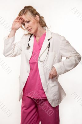 Lady doctor with headache