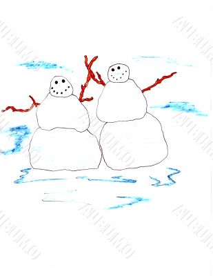 Happy Snowmen Couple