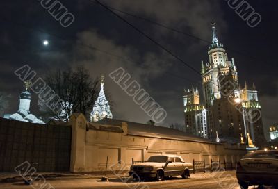 Moscow city night landscape