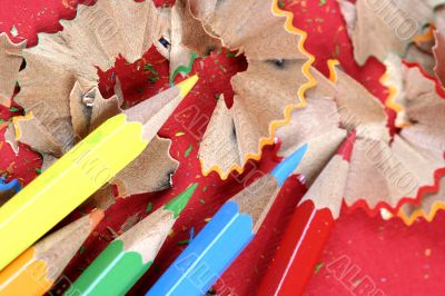 Pencils and wood shavings