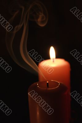 Candle, flame, smoke