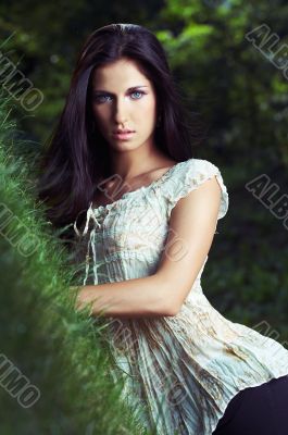 beautiful girl  on grass