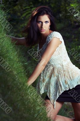 beautiful girl  on grass