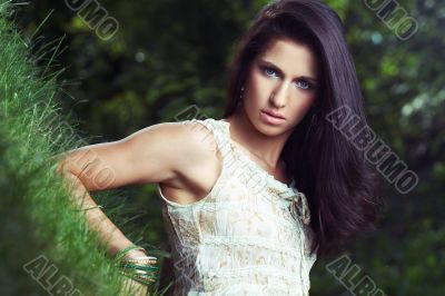 beautiful girl  on grass