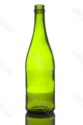 Empty green wine bottle