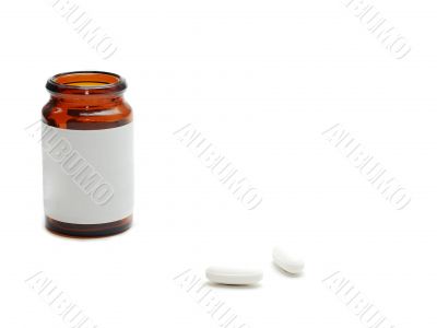 bottle with two pills