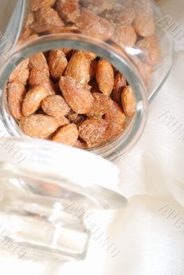 Sweet nuts on the jar.