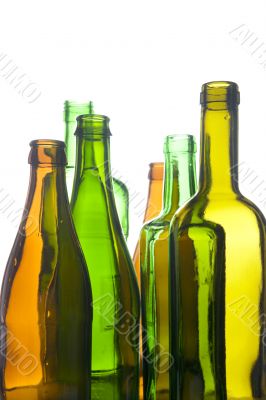 Glass bottle on white closeup