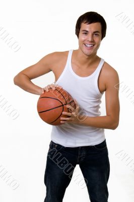 Playing basketball