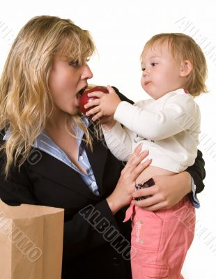 Baby feeding mom