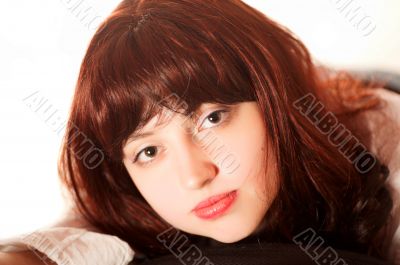 Close-up portrait of young beautiful woman