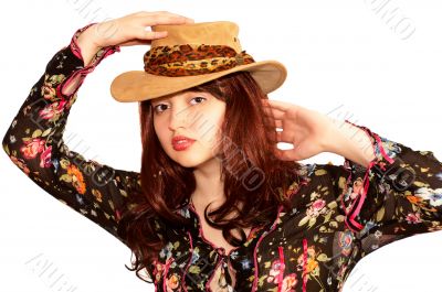 Young sensual woman in a hat