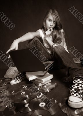 Girl with a computer