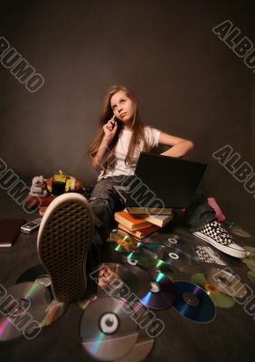 Girl with a computer