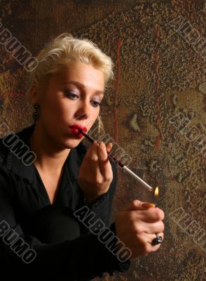 The blonde with a cigarette