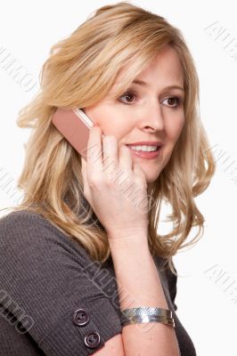 Smiling woman on cell phone