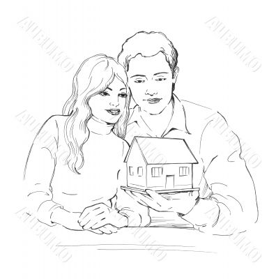 young  family and house