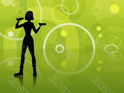 Sport background with girl silhouette