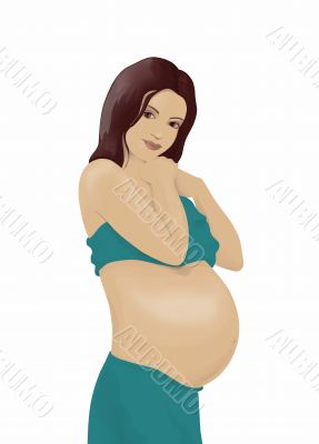 pregnant woman in blue