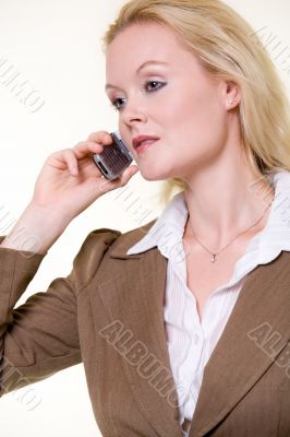 Woman in brown business suit