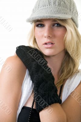 Woman in knit hat