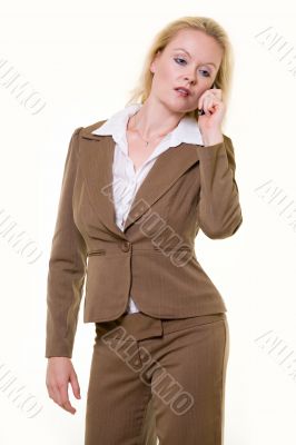 Woman in brown business suit