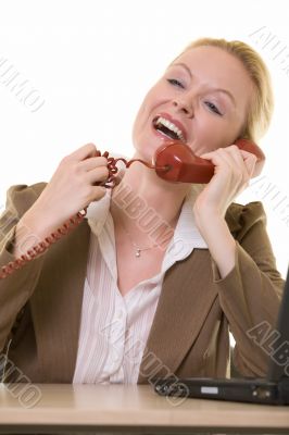 Laughing on the phone