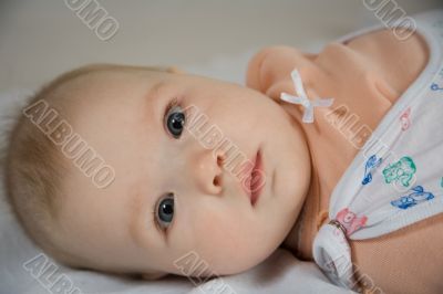The baby on a bed