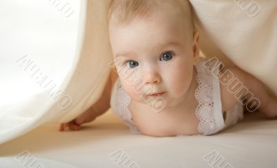 The baby on a bed