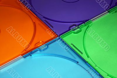 Multicoloured boxes for computer disks