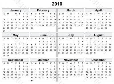 Сalendar of 2010 year.