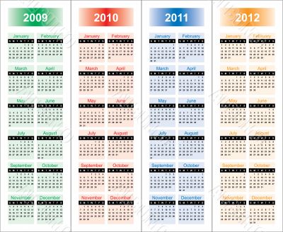 Сalendar of 2009-2012 years.