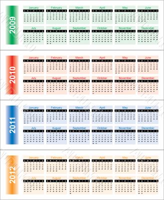 Сalendar of 2009-2012 years.