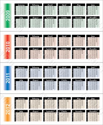 Сalendar of 2009-2012 years.