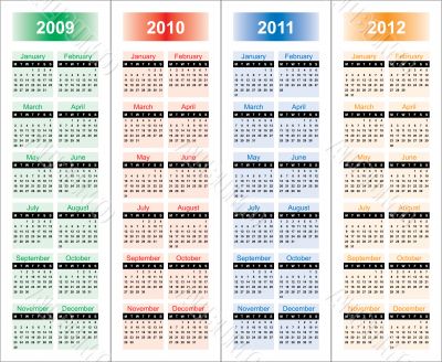 Сalendar of 2009-2012 years.