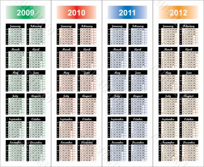 Сalendar of 2009-2012 years.