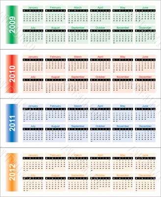 Сalendar of 2009-2012 years.