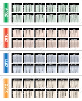 Сalendar of 2009-2012 years.