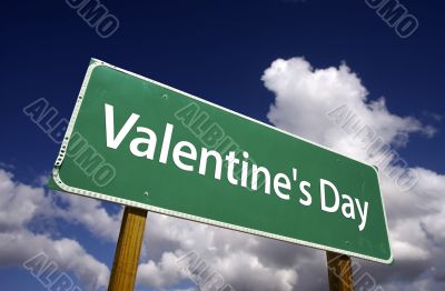 Valentine`s Day Road Sign