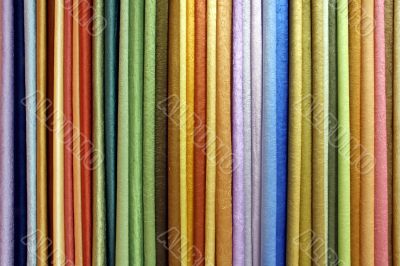 Row of textile materials
