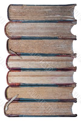 Isolated stack of ancient book