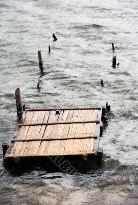 wooden destroyed bridge
