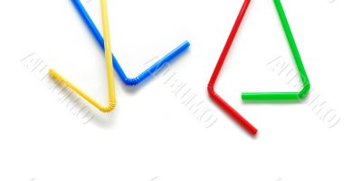 four straws in different colors